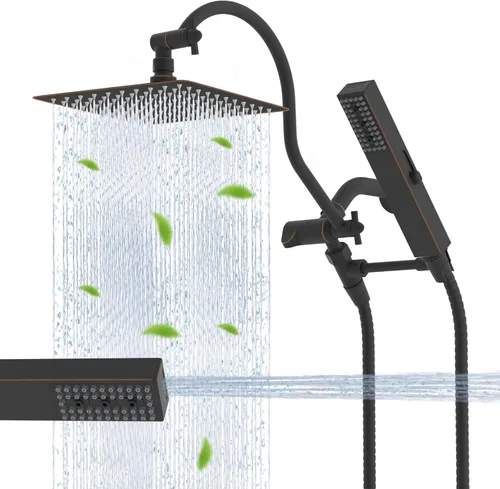 Miniatura 14 de Hibbent Cabezal de ducha certificado por cUPC de metal, cabezal de ducha de alta presión de 10 pulgadas, combo de cabezal de ducha, varita de ducha