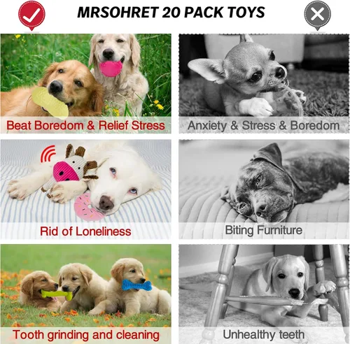 Miniatura 6 de MRSOHRET 20 Piezas Juguetes Masticables para Cachorros en Dentición, Juguetes Masticables para Perros con Juguete de Cuerda, Cepillo de Dientes