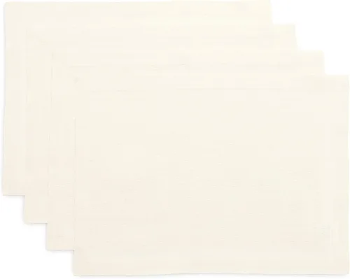 Miniatura 25 de Solino Home Fete - Juego de 4 manteles individuales blancos de 100 % lino puro, de 14 x 14 pulgadas, para verano, 4 de julio, color blanco