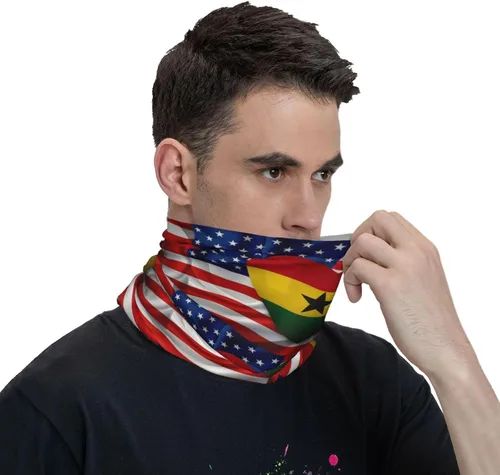 Miniatura 6 de Neck Gaiter Ghana Ghanaian American Flag USA Love Face Cover Scarf Uv Sun Protection Balaclava Head Mask for Men Women Fishing Mask Hiking Cycling