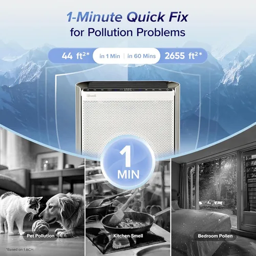 Miniatura 5 de LEVOIT EverestAir-P - Purificadores de aire para habitación grande del hogar con monitor de calidad del aire de 3 canales, prefiltro lavable