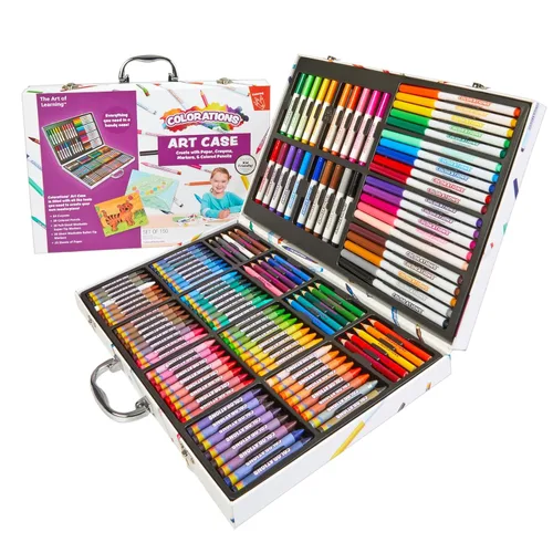 Colorations - Estuche para artistas creativos - 150 piezas - Marcadores, crayones, lápices de colores, papel, set de arte para niños, kit de
