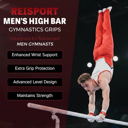 Miniatura 2 de Reisport Agarres de gimnasia de barra alta para hombre, empuñaduras de cuero duradero para barras de gimnasia para hombres y niños