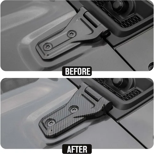 Miniatura 2 de JeCar Cubiertas de bisagra de capó, accesorios exteriores compatibles con Jeep Wrangler 2018-2023 JL JLU 2018-2023, acabado de fibra de carbono