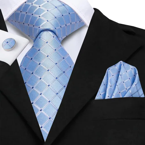 Miniatura 243 de Hi-Tie Corbatas de seda para hombre, diseño de cachemira a rayas, con bolsillo, gemelos cuadrados, conjunto formal de negocios
