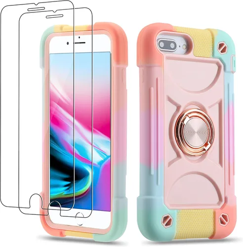 Miniatura 46 de Funda para iPhone Se3/iPhone Se2, iPhone 6/6S, iPhone 7/iPhone 8 de 4.7 pulgadas con soporte de anillo, con 2 protectores de pantalla resistentes