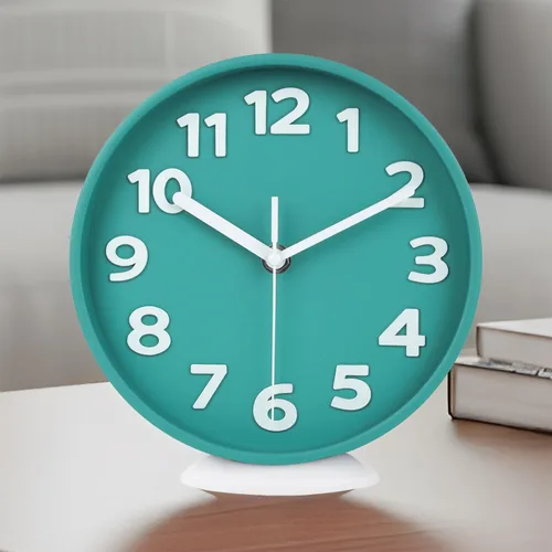 Miniatura 11 de JENLYSTIME Reloj moderno de 12 pulgadas para interiores y exteriores, esfera redonda brillante y colorida, reloj de pared silencioso de cuarzo que