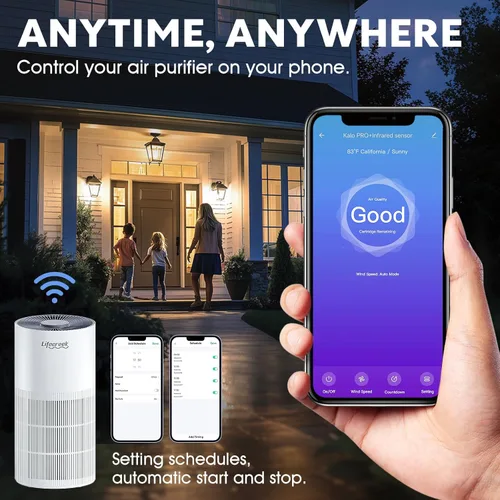 Miniatura 5 de Purificadores de Aire Lifecreek para el Hogar hasta 1084 Pies Cuadrados, Purificadores de Aire para Habitaciones Grandes con Control WiFi