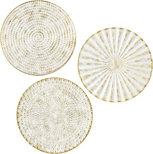Miniatura 9 de Briful Juego de 3 decoraciones de pared doradas de 30 cm de metal con diseño de estrellas radiantes, placa radial, arte de pared moderno