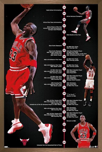 Miniatura 15 de Trends International Michael Jordan - Póster de pared de línea de tiempo, 14.725 x 22.375 pulgadas, versión enmarcada de madera de granero