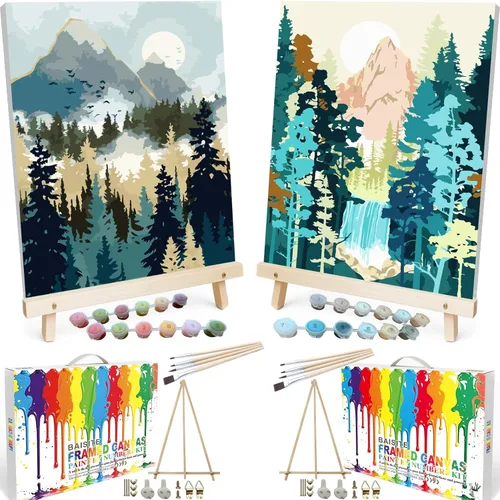 Miniatura 54 de BAISITE Kit de pintura por números para adultos principiantes, 12 pulgadas de ancho x 16 pulgadas de largo, paquete de 2 lienzos para kits