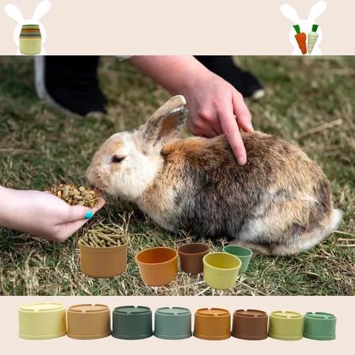 Miniatura 6 de KYHSOM 8 tazas apilables para conejos – 2 juguetes de conejo de rábano – diferentes tamaños y colores de tazas apilables reutilizables de conejo
