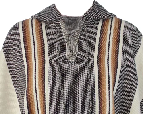 Miniatura 4 de Gamboa Alpaca Wool Poncho Men Panchos Mexican with Hood Adult Cowboy and Western Hippie Poncho para Hombre
