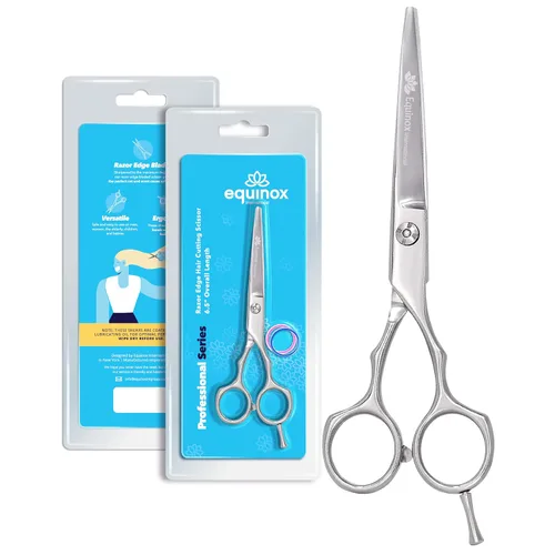 Miniatura 14 de Equinox International, Serie profesional de filo de afeitado - Juego de tijeras para cortar y adelgazar y texturizar el cabello, 6.5 pulgadas, acero