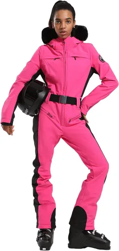 Miniatura 18 de GSOU SNOW Traje de esquí para mujer, traje de nieve de una pieza, para snowboard, delgado, aislante, impermeable, resistente al viento