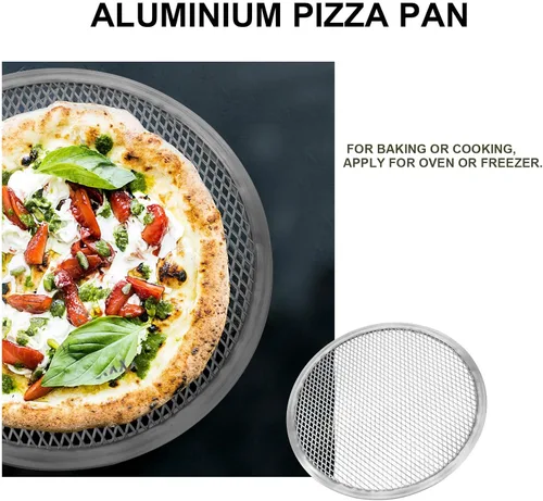 Miniatura 6 de SHERCHPRY Red de aluminio de la bandeja de la hornada de la pizza de 11 pulgadas de la malla perforada antiadherente de la pantalla para el uso