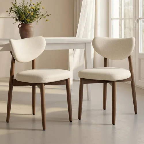 VASAGLE Juego de 2 sillas de comedor de madera, sillas de cocina tapizadas con patas de madera maciza, respaldo curvado ergonómico, mango integrado,