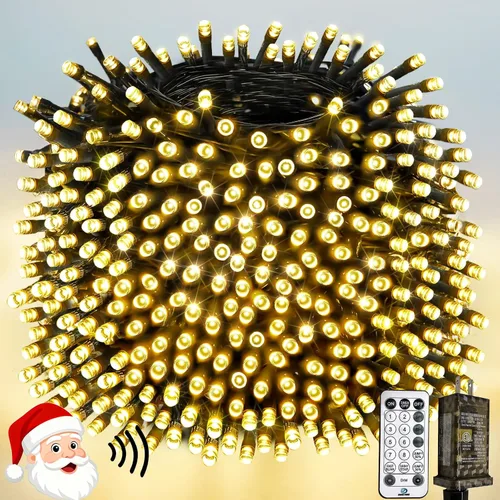 Miniatura 27 de Luces de Navidad controladas por voz con control remoto, cadena de 300 luces LED de 99 pies para interiores y exteriores con 12 modos, 3