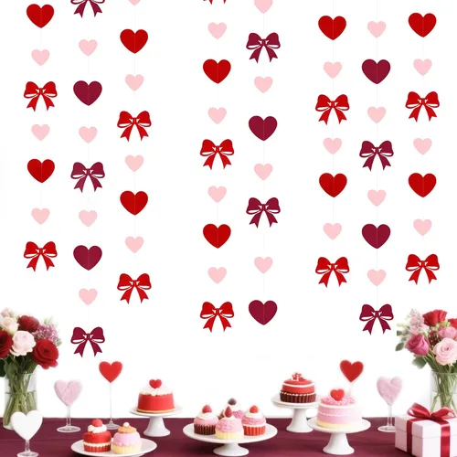 Miniatura 15 de 52 pies Guirnalda de corazón de amor dorado azul marino para decoración de fiesta del día de San Valentín Bandera de serpentina colgante azul real