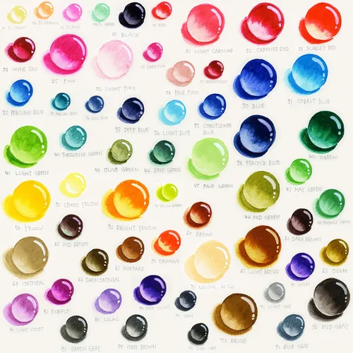 Miniatura 3 de Kuretake Clean pincel de color real para acuarela pincel de plumas (juego de 60 colores)