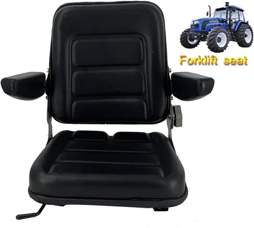 Miniatura 6 de Asiento universal de tractor de PVC, asiento de cortacésped ajustable, asiento plegable que incluye reposabrazos e interruptor de asiento, 15.4 x 15