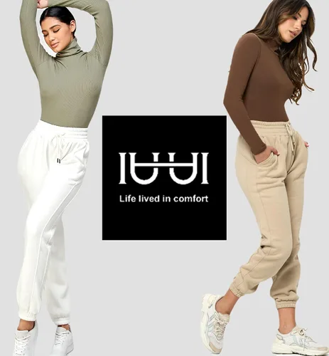 Miniatura 5 de IUUI Pantalones deportivos de cintura alta para mujer, con bolsillos, de algodón, holgados, atléticos