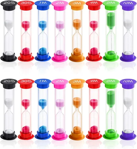 Miniatura 7 de Juego de 8 relojes de arena coloridos para niños, 20 segundos, 30 segundos, 1 minuto, 2 minutos, 3 minutos, 4 minutos, 5 minutos, 10 minutos