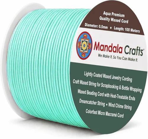 Miniatura 135 de Cuerda Mandala Crafts 0.03 pulgadas 109 yardas para hacer joyería, artesanía, macramé, cuerda de algodón encerado Negro