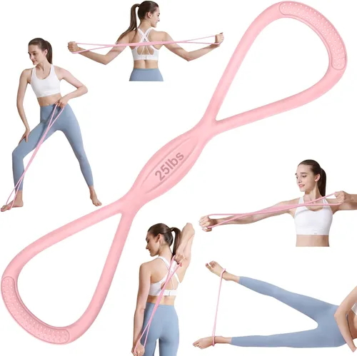 Miniatura 10 de Banda de Resistencia Figura 8: Bandas de Resistencia con Asas para Entrenar - Bandas de Resistencia en Forma de 8 para Mujeres - Bandas de Ejercicio