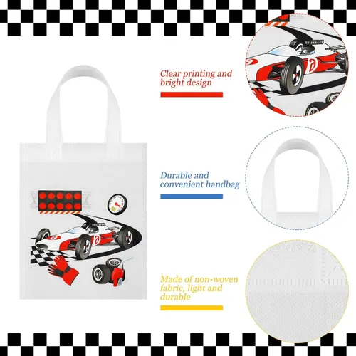Miniatura 3 de Ferraycle 30 bolsas de regalo de autos de carreras, bolsas de regalo no tejidas con asa, decoraciones de fiesta de cumpleaños, suministros