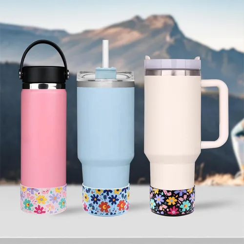 Miniatura 6 de HEYSKAY Funda protectora de silicona para botella de agua Hydro Flask y compatible con Stanley Tumbler, Yeti, Simple Modern, accesorios para Flor