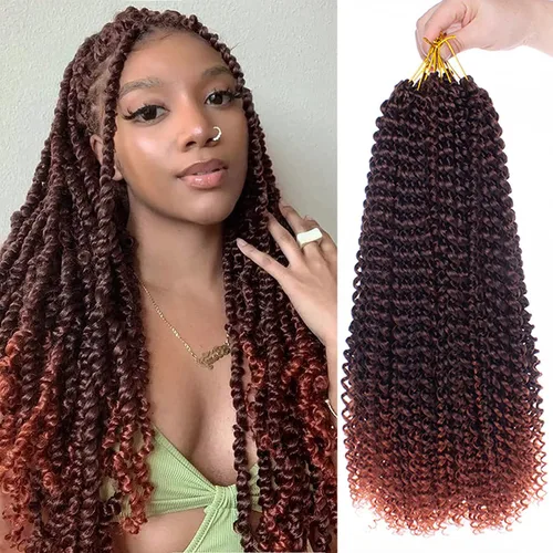 Miniatura 6 de Cabello Passion Twist de 18 pulgadas, 1 paquete de cabello Passion Twist de ganchillo, cabello de ganchillo Water Wave (18 pulgadas (paquete de 1)