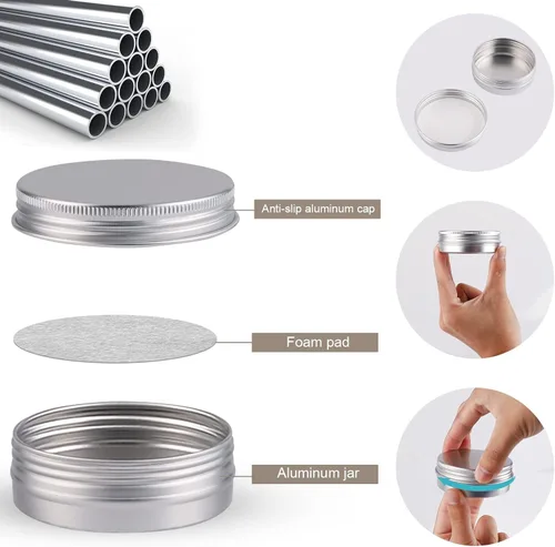 Miniatura 3 de OBKJJ 48 latas redondas de aluminio con tapa, latas de metal de 2 onzas, recipientes para velas de alimentos con tapas de rosca para manualidades