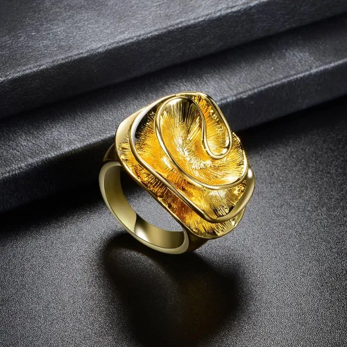 Miniatura 5 de Aprilery Anillos de oro y plata para mujer, anillos gruesos chapados en oro, anillos cuadrados de metal ancho, anillos cuadrados de cóctel, regalos