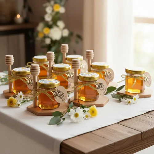 Miniatura 4 de Tarro pequeño de miel, mini tarros de miel con palito de miel, tarros de miel de cristal para recuerdos de baby shower, recuerdos de fiesta