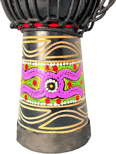 Miniatura 5 de BORIYAM - Tambor Djembe profesionalmente tallado a mano, cabeza de tambor de piel de cabra, pandereta estilo africano occidental, bongo, percusión