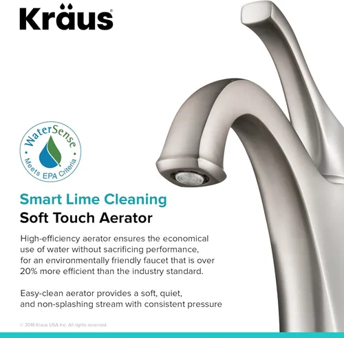 Miniatura 7 de KRAUS KBF-1201SFS Arlo Grifo de lavabo de una sola manija para baño con drenaje de varilla de elevación y placa de cubierta, acero inoxidable Acero