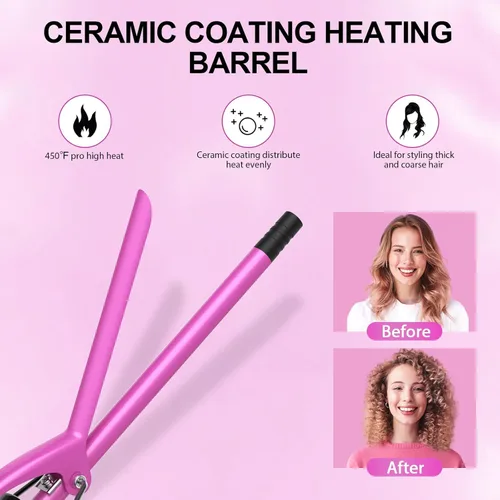 Miniatura 2 de DAN Technology - Varita rizador pequeña de cerámica con temperatura ajustable para rizos apretados en cabello corto y largo (3/8 pulgadas, 10 mm)