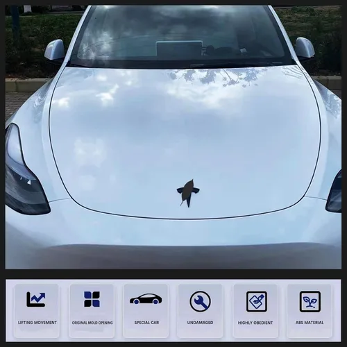 Miniatura 5 de YHCDSEA Para Model 3 Highland/Model Y Juniper Front Trunk Emblema Cubierta Adhesiva, Accesorios Adhesivos Accesorios (Matt Black-Front Logo Cover)