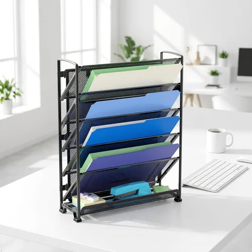 Miniatura 9 de Simple Houseware Organizador de documentos y cartas para montar en pared, de 6 niveles, negro