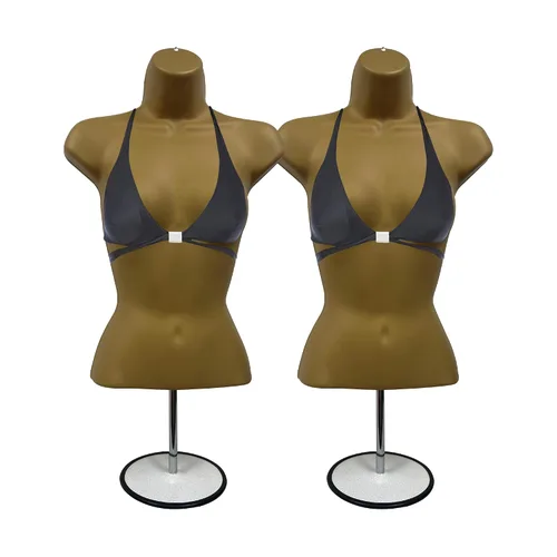 Miniatura 10 de DisplayTown - Maniquí femenino con torso y soporte de metal, parte trasera hueca, cuerpo apilable, forma para exhibir camisetas, mostrador