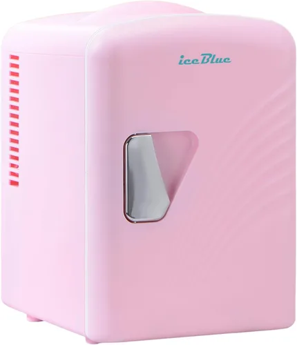 Iceblue - Mini refrigerador retro de 4 litros/6 latas, mini refrigerador para productos de cuidado de la piel y maquillaje, enchufe de CA y cargador