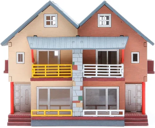 Miniatura 3 de [YOUNGMODELER] Kits de modelo de montaje de madera de escritorio (casa dúplex)