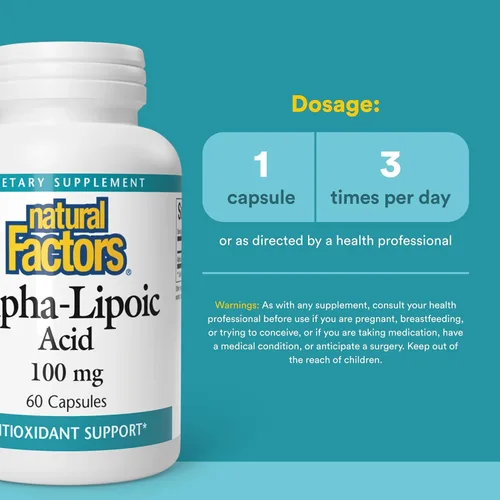 Miniatura 3 de Natural Factors Cápsulas de ácido alfa-lipoico de 100 mg, 60