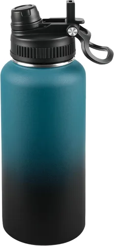 Miniatura 60 de Botella de agua aislada de 22 onzas, tapa 2 en 1 a prueba de fugas (sorbo/pajilla) + asa, botella de acero inoxidable para deportes, viajes, trabajo