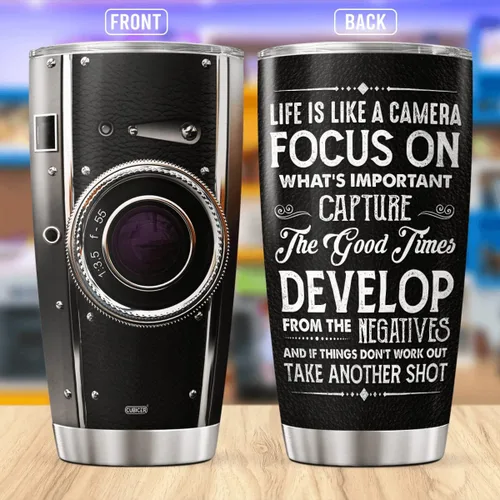 Miniatura 2 de CUBICER Taza de fotógrafo de acero inoxidable de 20 oz con pared doble, taza de viaje para hombres, taza de café con tapa, edición de fotos, regalos