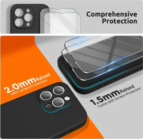 Miniatura 3 de SURPHY Funda diseñada para iPhone 15 Pro Max con protector de pantalla y cordón, correa de teléfono y funda de silicona líquida para teléfono