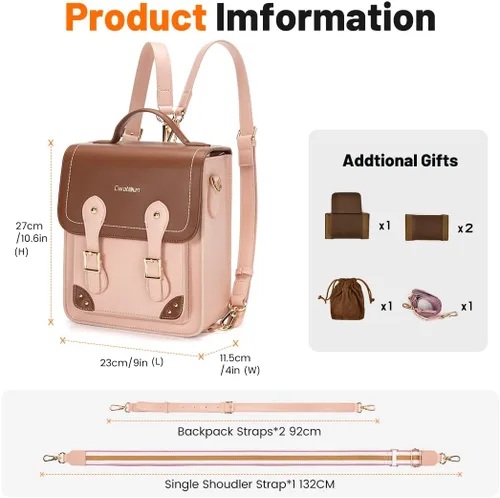 Miniatura 3 de Cwatcun Bolsa para cámara para mujer, funda cruzada para cámara retro, mochila impermeable de piel sintética vintage, bolso ligero para cámara