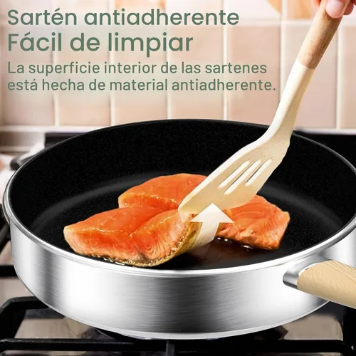 Miniatura 4 de DUTZUN Juego de utensilios de cocina de acero inoxidable, 13 piezas, ollas y sartenes, utensilios de cocina de inducción, juego de cocina de alta