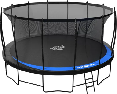 SpaceJump Lunar Trampoline, Outdoor 8 FT, 10 FT, 12 FT, 14 FT, 16 FT Round Bouncer with Safety Net, Optional Accessories, Black Solo trampolín